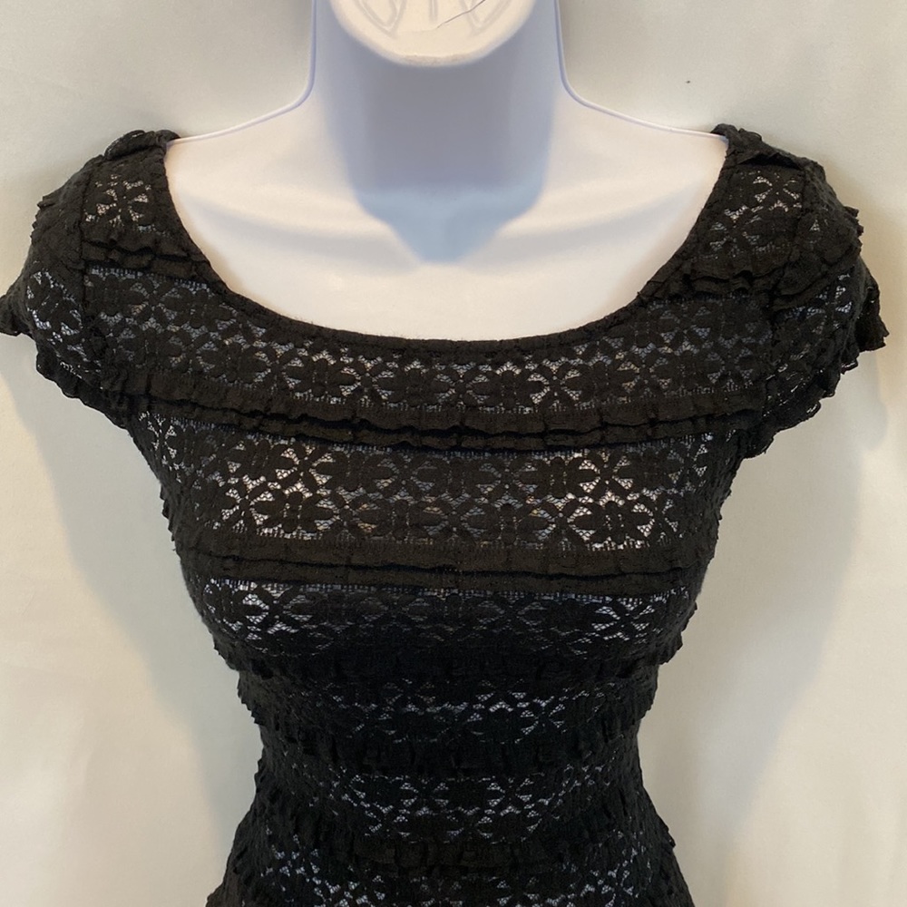 Banana Republic stretch floral lace short sleeve top black size XS - Picture 2 of 12